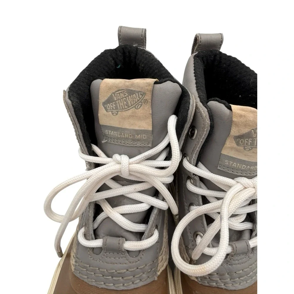 Vans Standard Mid Snow MTE Waterproof US Gray/Tan Leather Boots Mens 6.5 Women 8